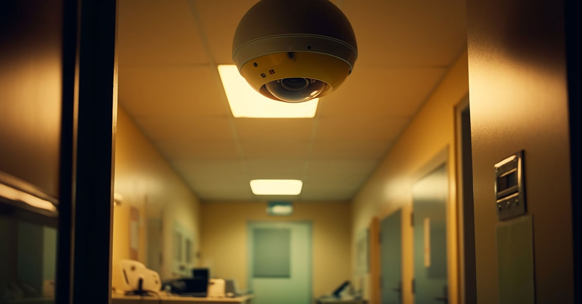 Câmera de segurança com áudio em ambiente de trabalho e cuidados com a privacidade